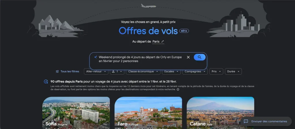 Recherche de vols avec l’IA sur Google Flights