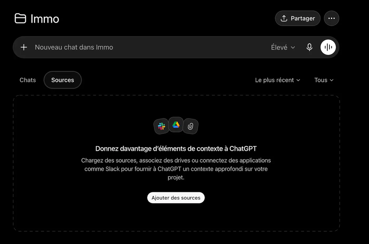 ChatGPT Projets : ajouter des sources
