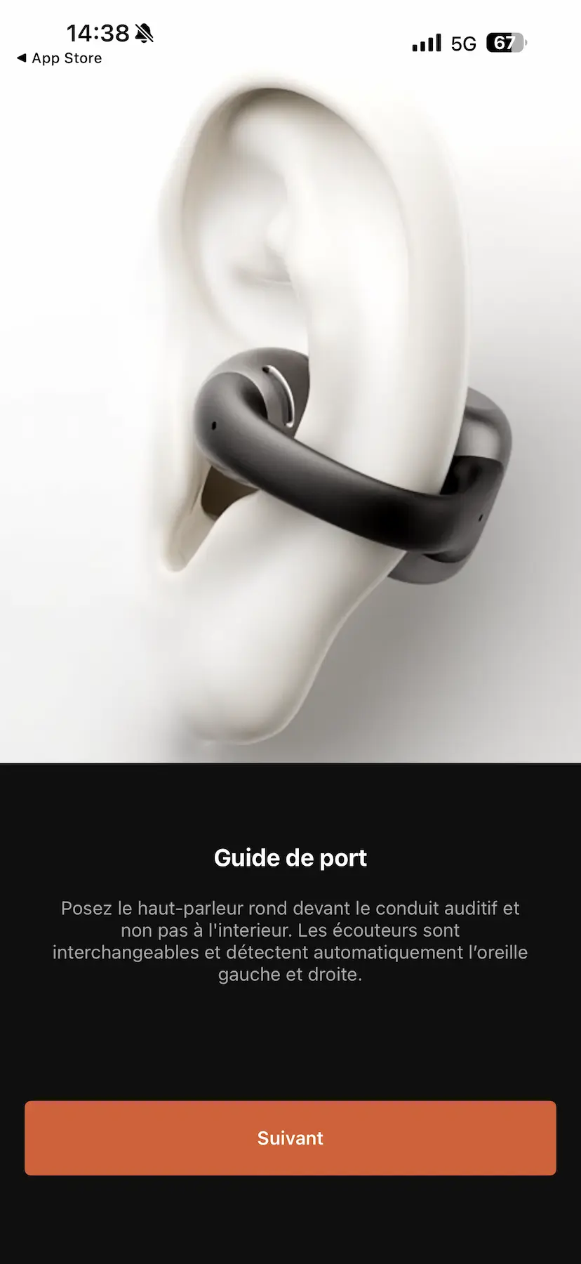 Position correcte des Shokz OpenDots 2 autour de l’oreille