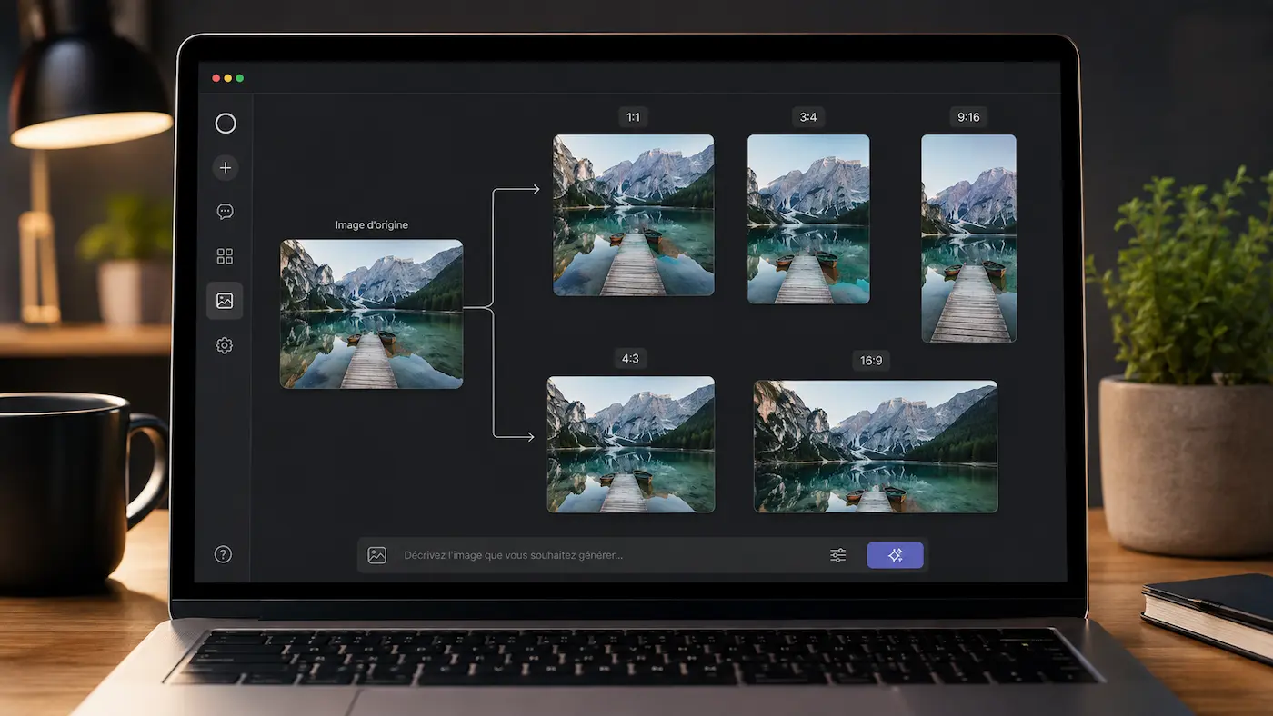 Changer le format d’une image ChatGPT en 1:1, 3:4, 9:16, 4:3 ou 16:9