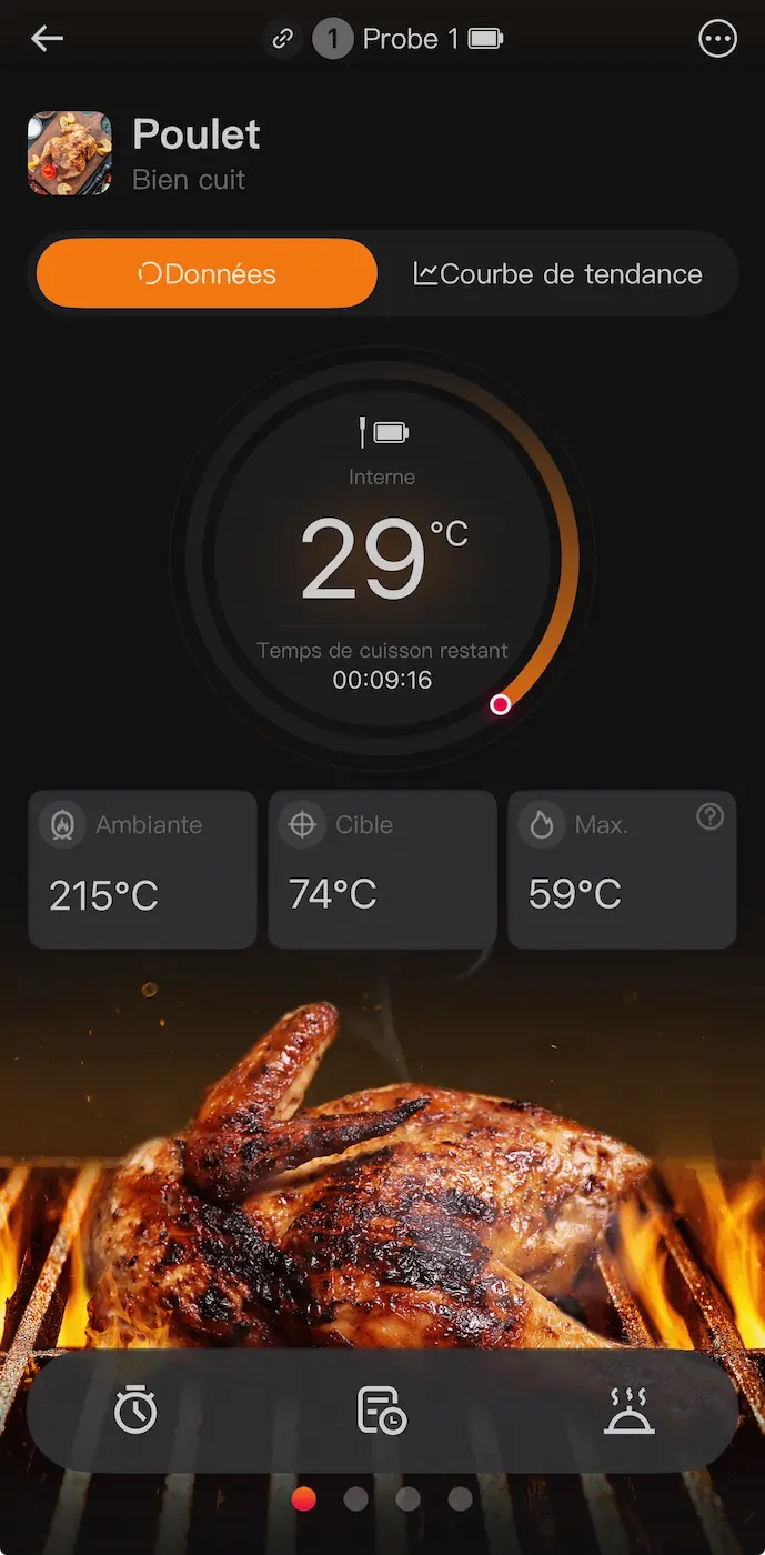 Estimation du temps de cuisson restant dans l’application INKBIRD