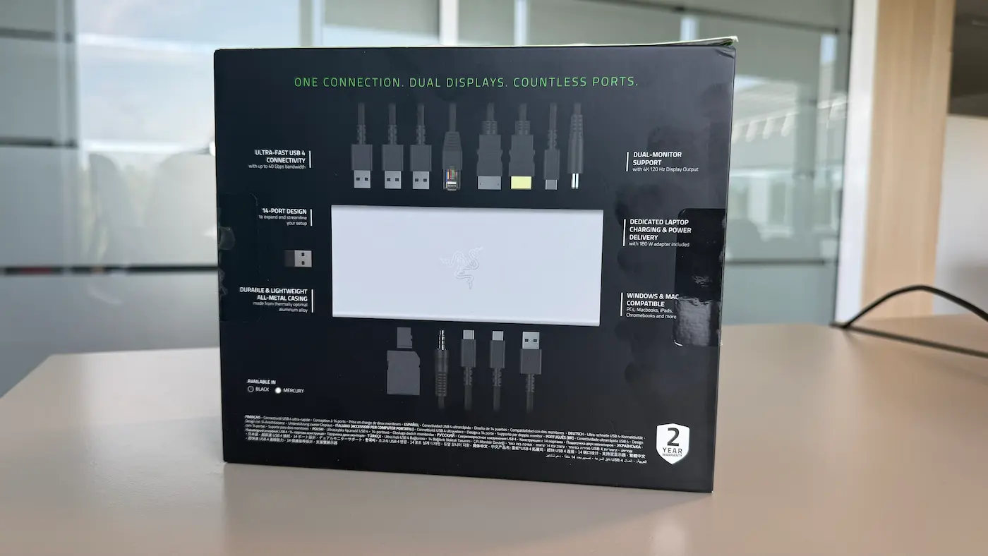 Connectique lors du test Razer USB 4 Dock
