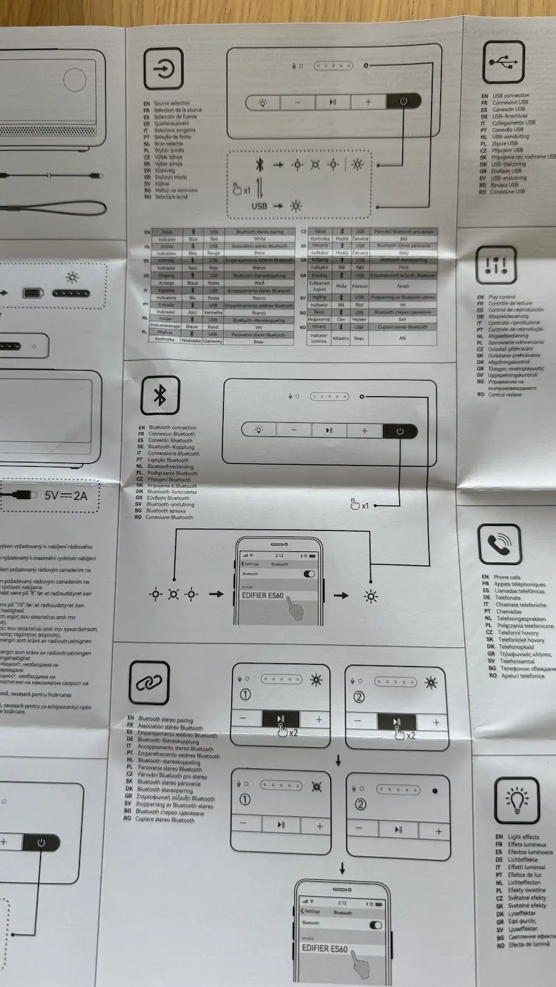 Instructions de connexion Bluetooth et d’association stéréo de deux Edifier ES60