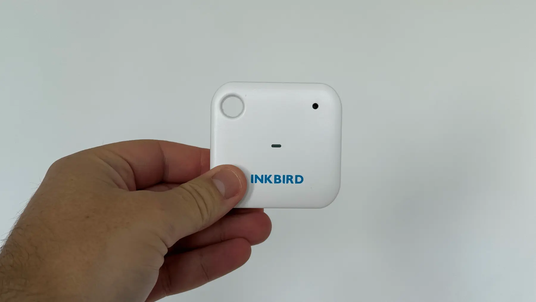 Format compact du thermomètre hygromètre WiFi Inkbird IBS-TH3 tenu dans une main