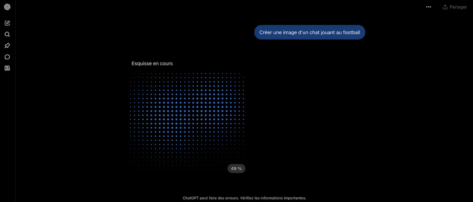 Interface ChatGPT pour créer une image